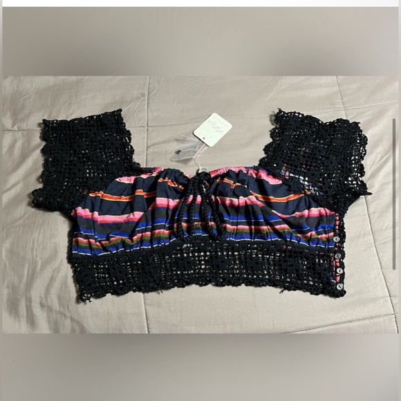NWOT! Free People Aruba Crochet. Multi colored top - Picture 4 of 5